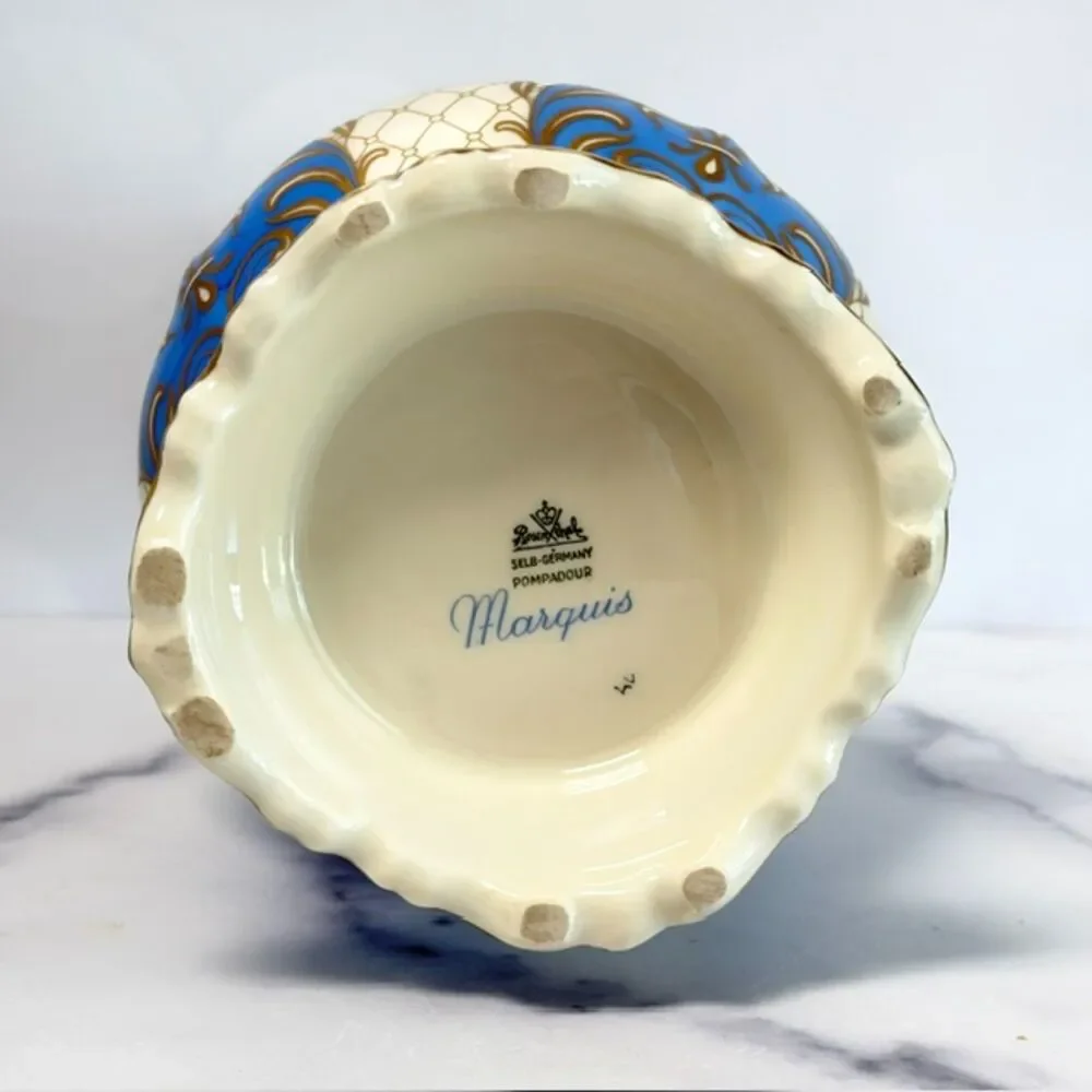 Vintage Rosenthal Pompadour Marquis Blue Gold Porcelain Vase 10.25